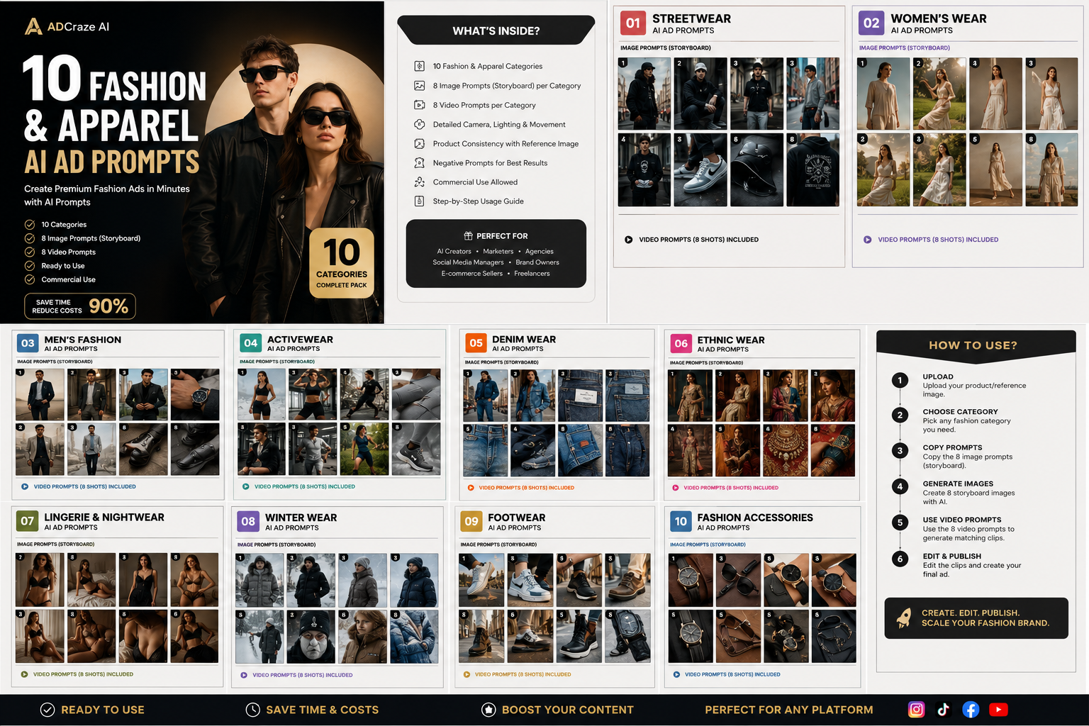 10 Fashion_Apparel AI Ad Prompts โ Complete Brand Advertising Pack
