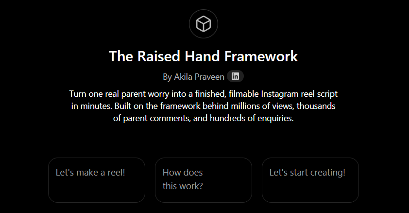Create Instagram Reels That Turn Parent Concerns into Enquiries | The Raised Hand Framework™ GPT