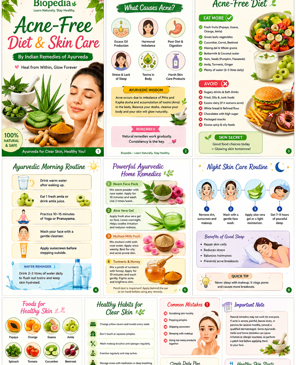 🌿 Acne-Free Diet & Skin Care Guide (Ayurvedic Edition) | Digital PDF