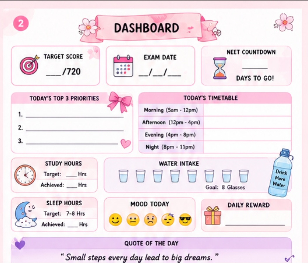 🌸 Biopedia NEET Pink Planner | Digital Study Planner (PDF)