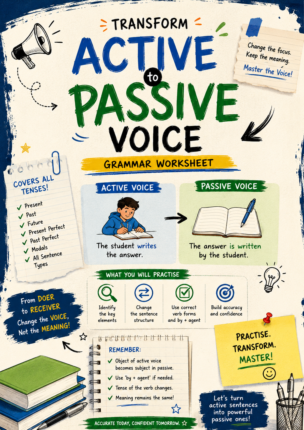 Master Voice Change — Compiled 60 questions worksheet