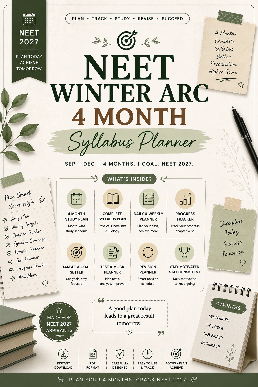 NEET WINTER ARC 4 MONTH PLANNER