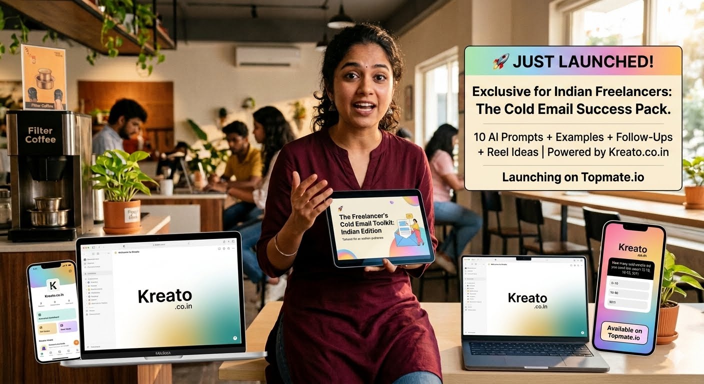 Cold Email for Freelancers Pack | 10 AI Prompts + Examples + Follow-Ups + Reel Ideas