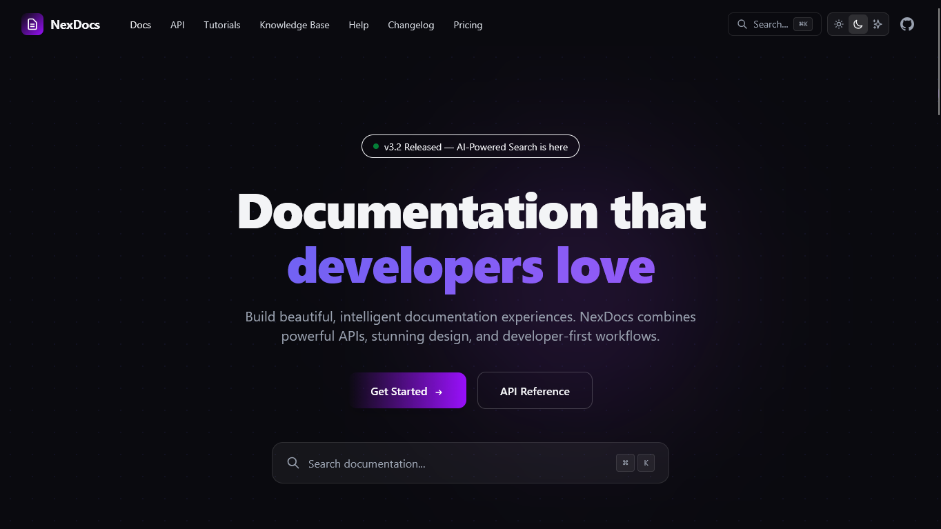 NexDocs — Documentation, API Reference & Knowledge Base Platform