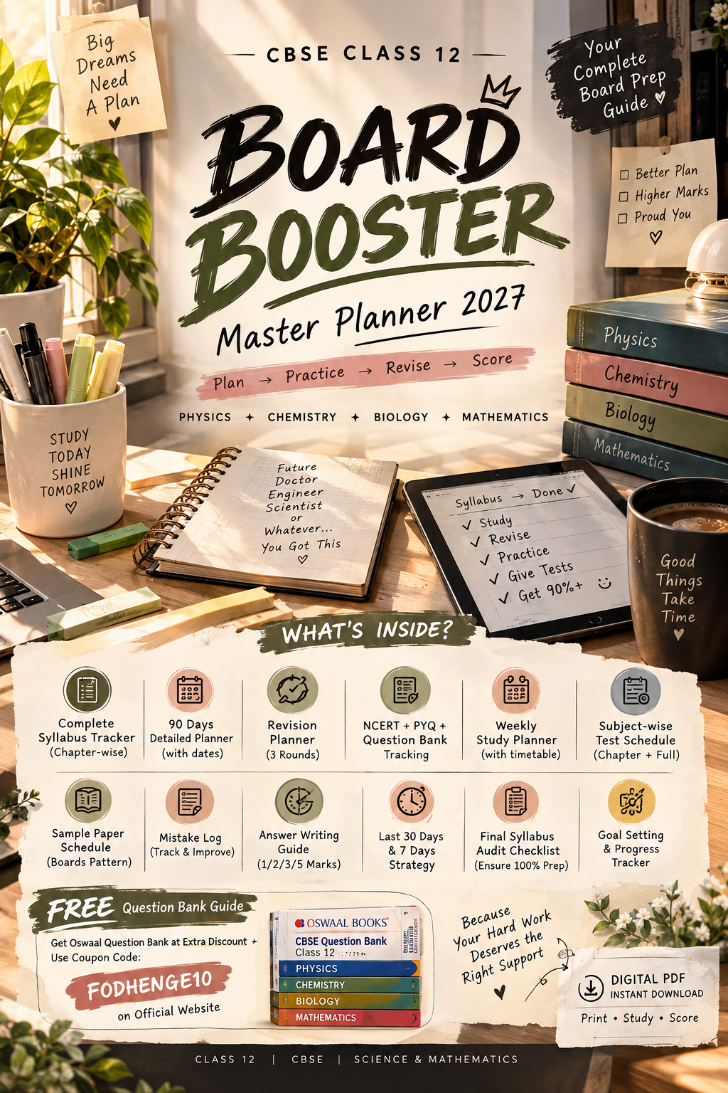 BOARD BOOSTER 2027 | Class 12 Complete Board Preparation Planner ๐