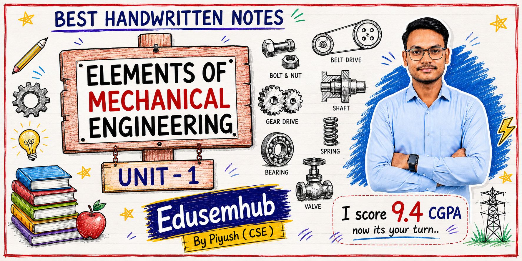 Elements of Mechanical Engineering (EME) โ Unit 1 | Best Handwritten Notes By Piyush | EdusemHub