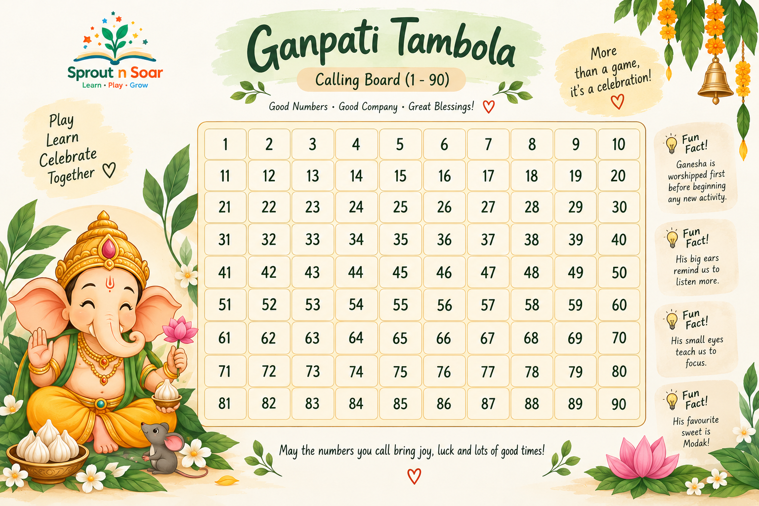 Ganpati Tambola โ Festive Family Game | Printable Edition