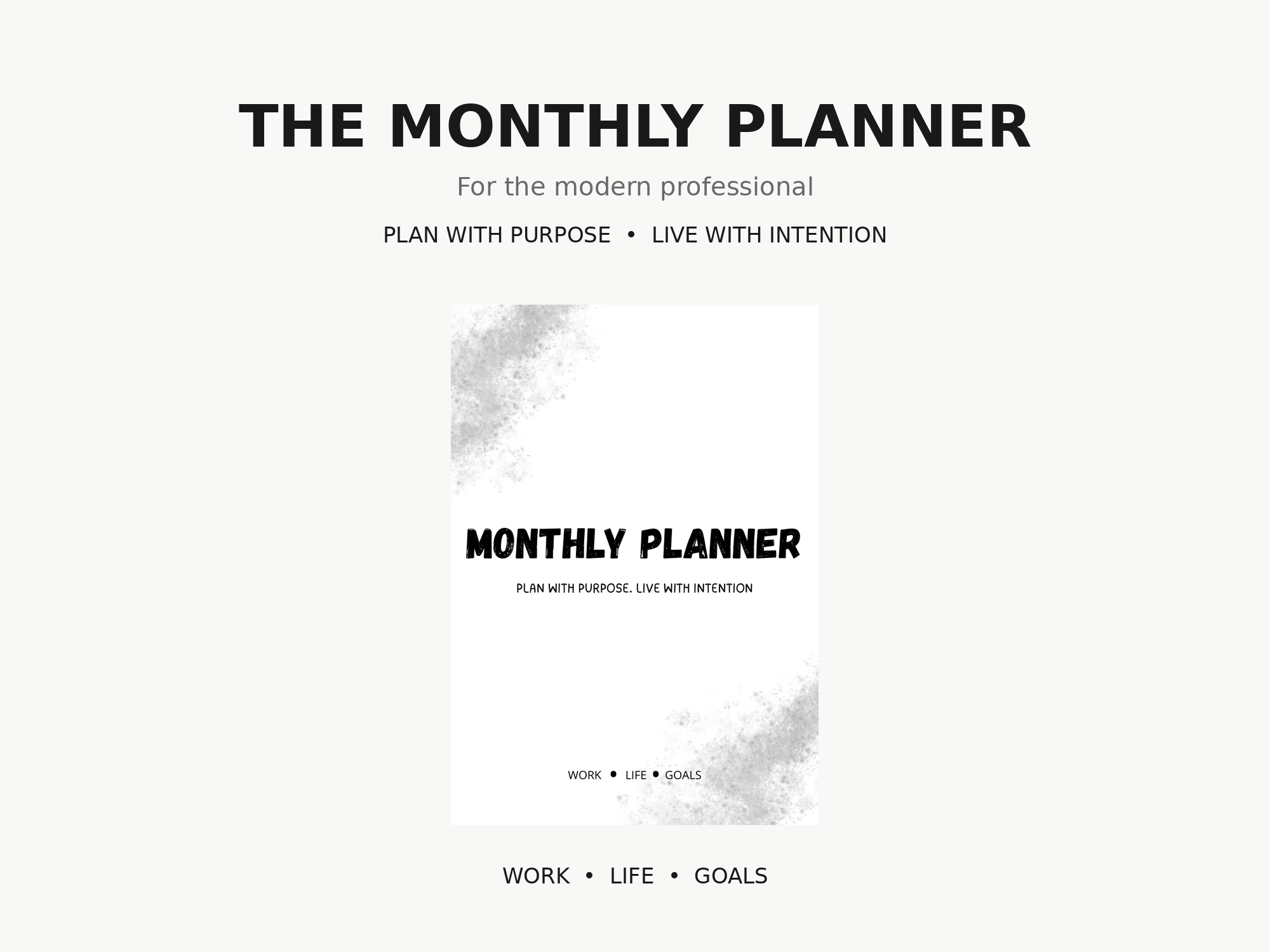 Minimalist Monthly Planner | Digital & Printable Productivity Planner for Young Professionals